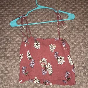 Burgundy floral crop top